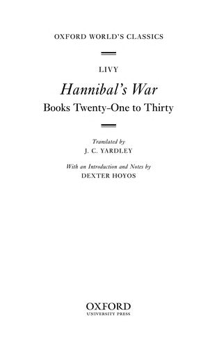Hannibal's War: Books Twenty-one to Thirty; Ed. by Dexter Hoyos. cover
